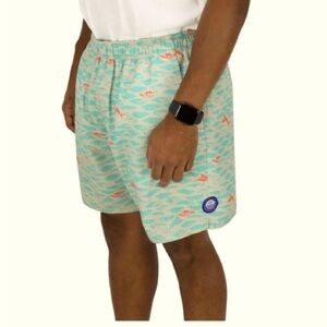 AFTCO Men's Boatbar Swim Trunks Size S Grey Teal Orange Beach Swim Boat Spring